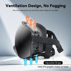 Billionchains dog sunglasses with enhanced ventilation to reduce fogging.