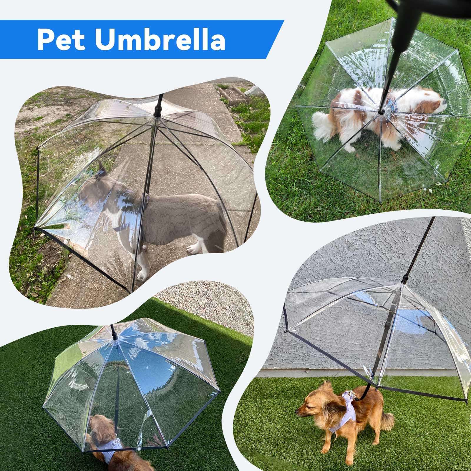 BillionChains dog umbrella tilted 45 degrees to ease use and cover