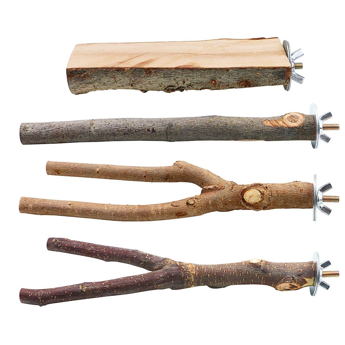 BILLIOTEAM 4pack wood bird perch with 7-9 inch length for comfortable perching