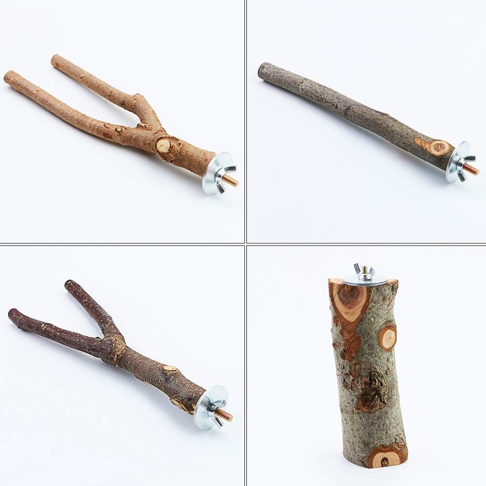 BILLIOTEAM natural wood bark texture perch highlighting safety and chew-friendly design