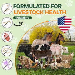 Bingbrofam dewormer dosing mix shows simple integration with feed or water.
