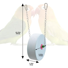 BingegePet large blue cylinder with hanging chain shown in a cage setup.