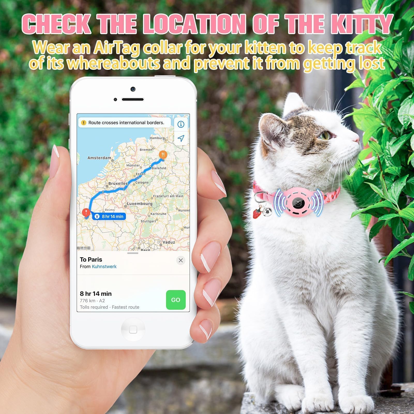 BINGPET AirTag cat collar adjustable size fits many cats