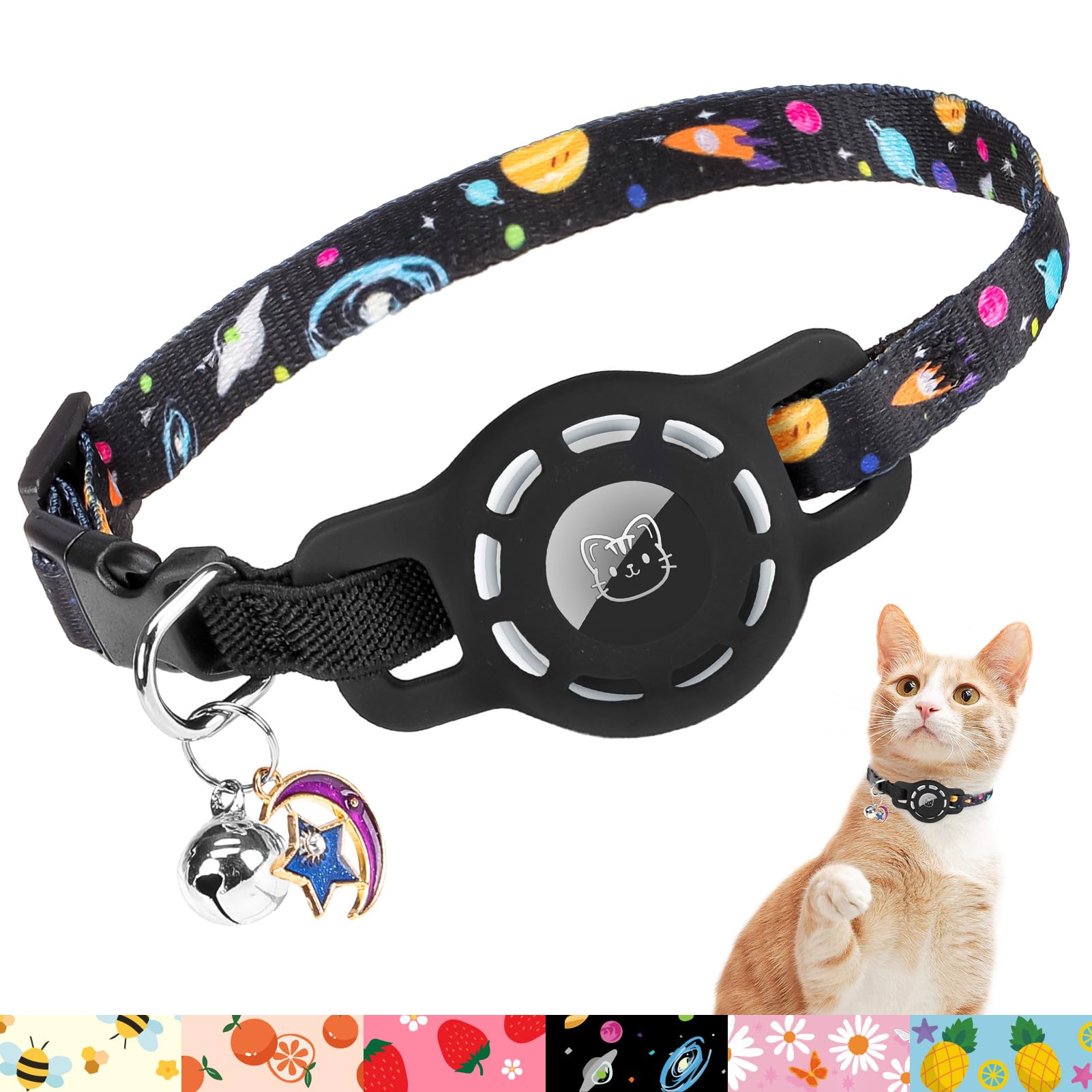 BINGPET AirTag Cat Collar closeup shows durable nylon for comfortable wear.