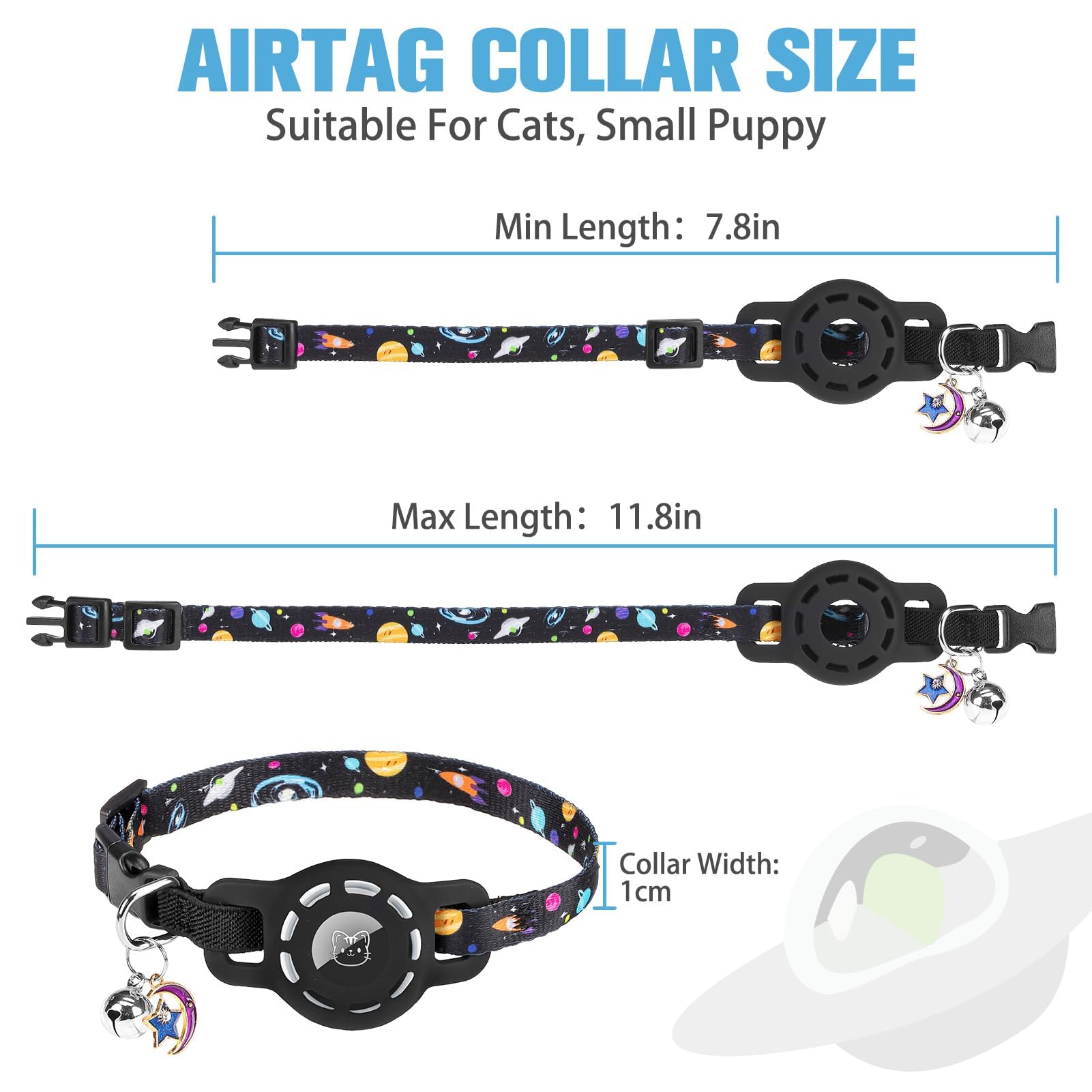 BINGPET AirTag Cat Collar holder detail highlights secure Airtag protection.