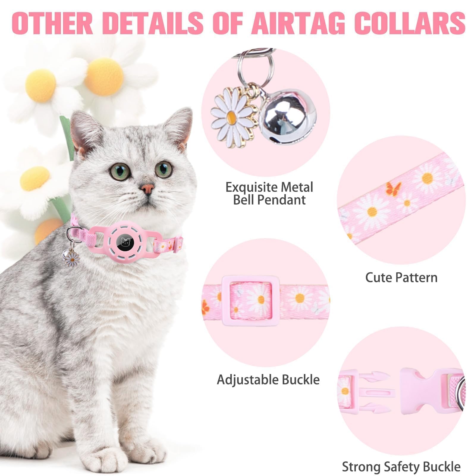 BINGPET AirTag cat collar pendant design adds style and visibility.