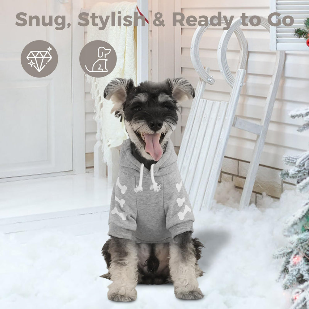BINGPET Bad to the Bone hoodie worn on dog during walk demonstrates cozy fit