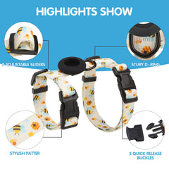 BINGPET harness with Airtag holder back for reliable pet tracking