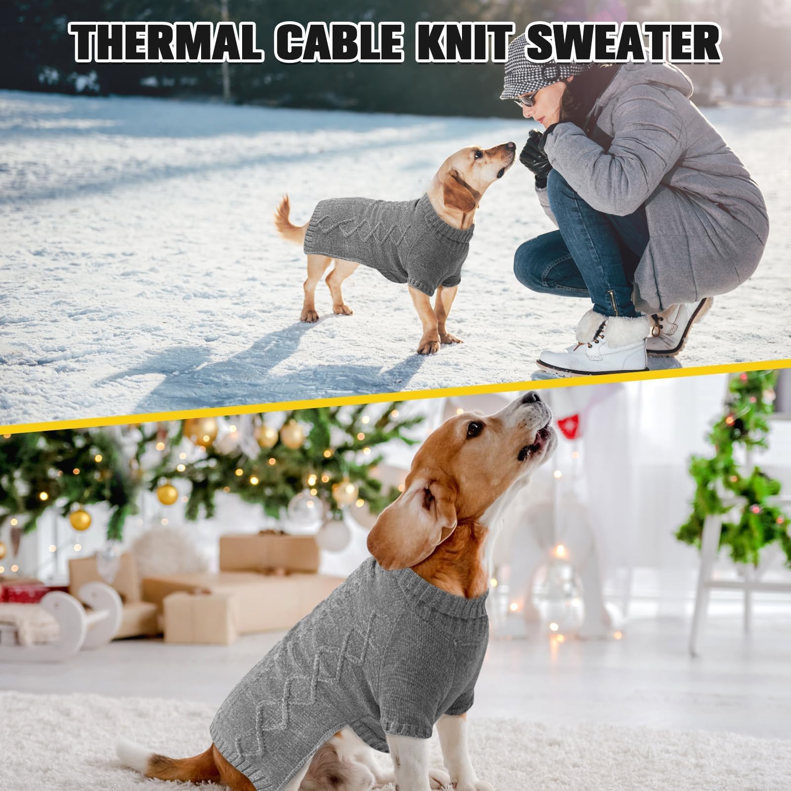 BINGPET classic-knit-pattern sweater adds timeless style for daily outings.