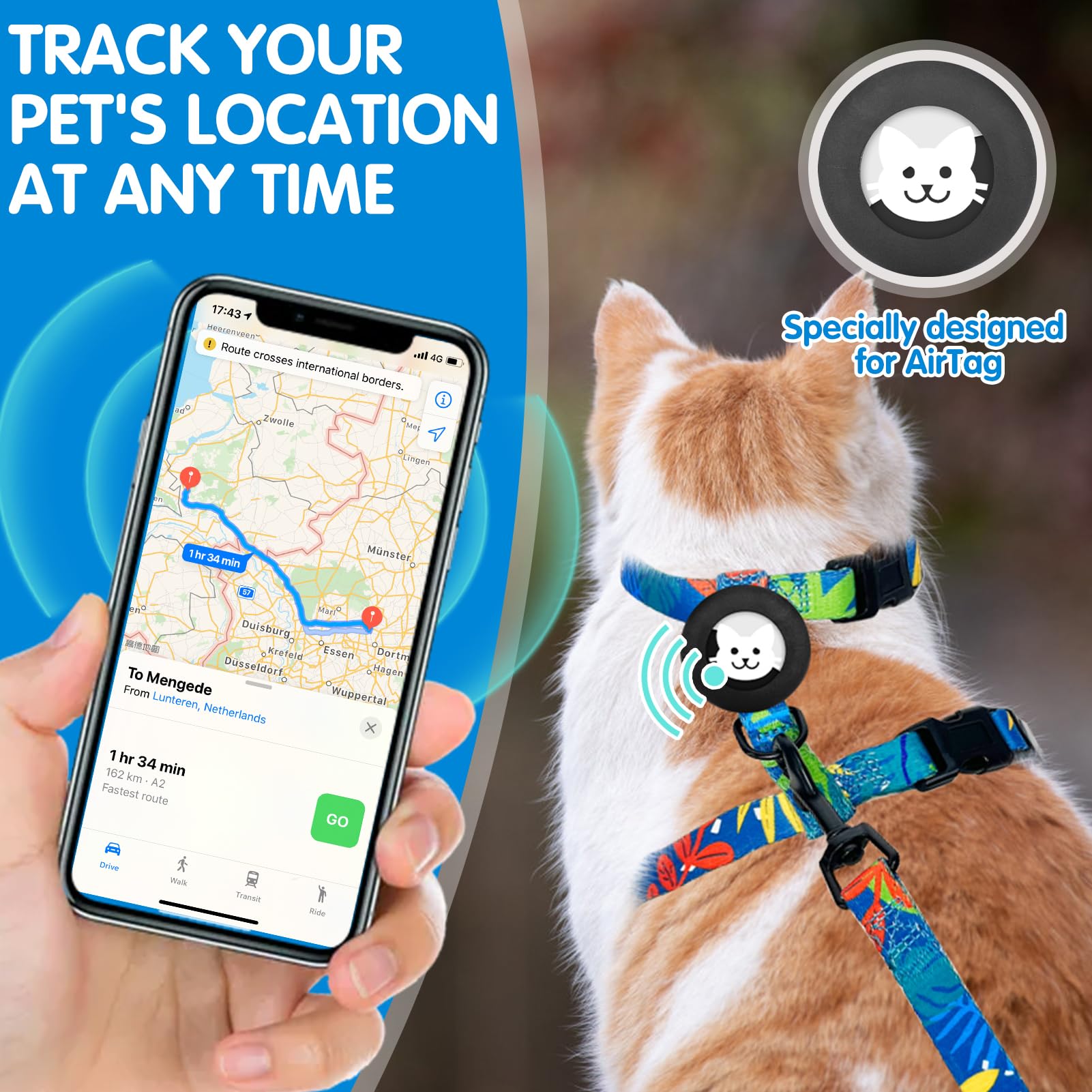 BINGPET D-ring with 360-degree swivel clasp for smooth movement.
