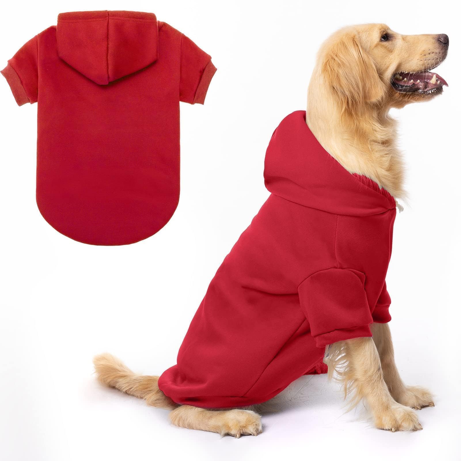 BINGPET Dog Hoodie front view shows cozy fleece lining for warmth on walks.