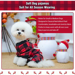 BINGPET dog pajamas plaid red back elk pattern for festive look.