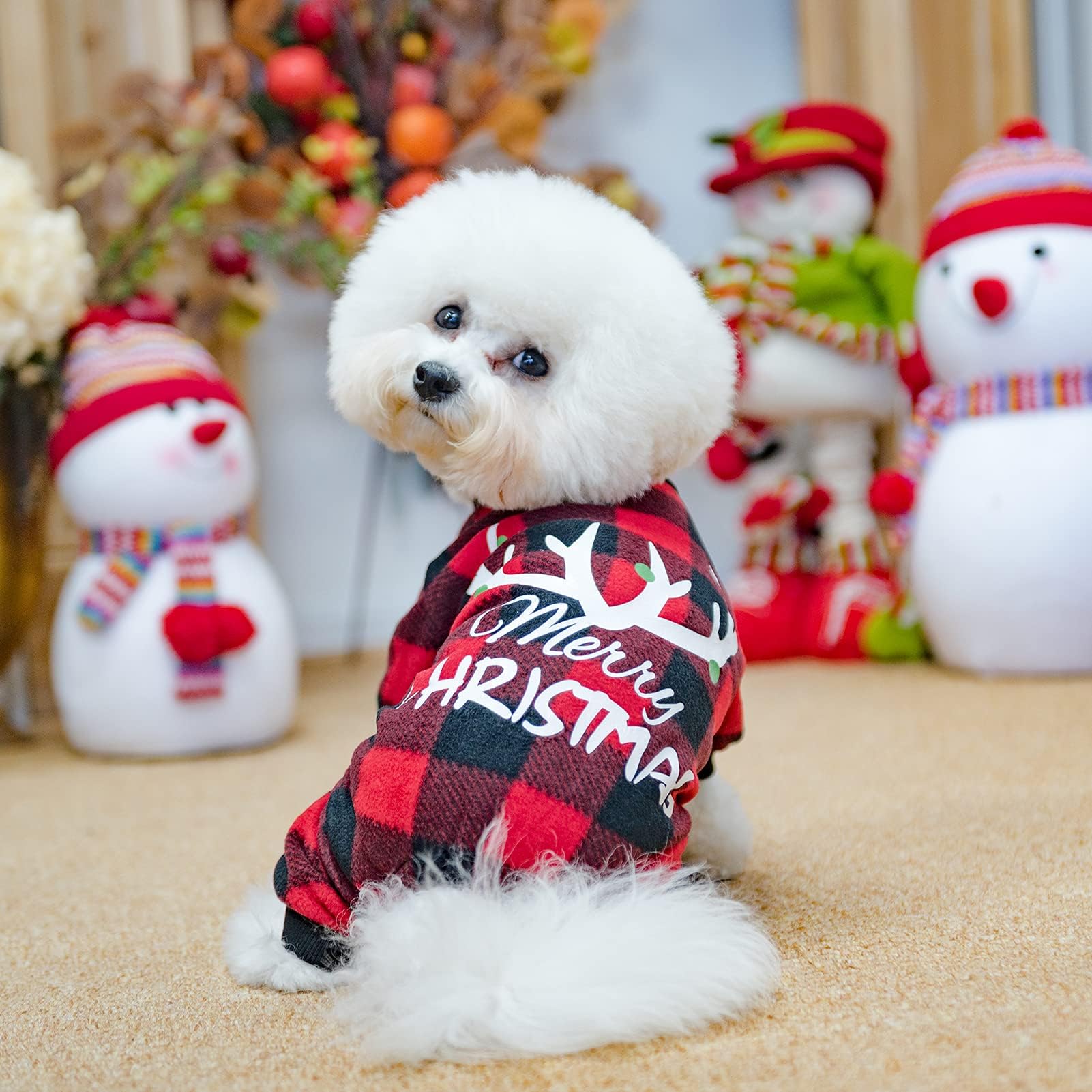 BINGPET dog pajamas size guide shows chest and back measurements for the right fit.