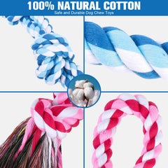 BINGPET medium-dog rope toy close-up of chew-friendly cotton fibers