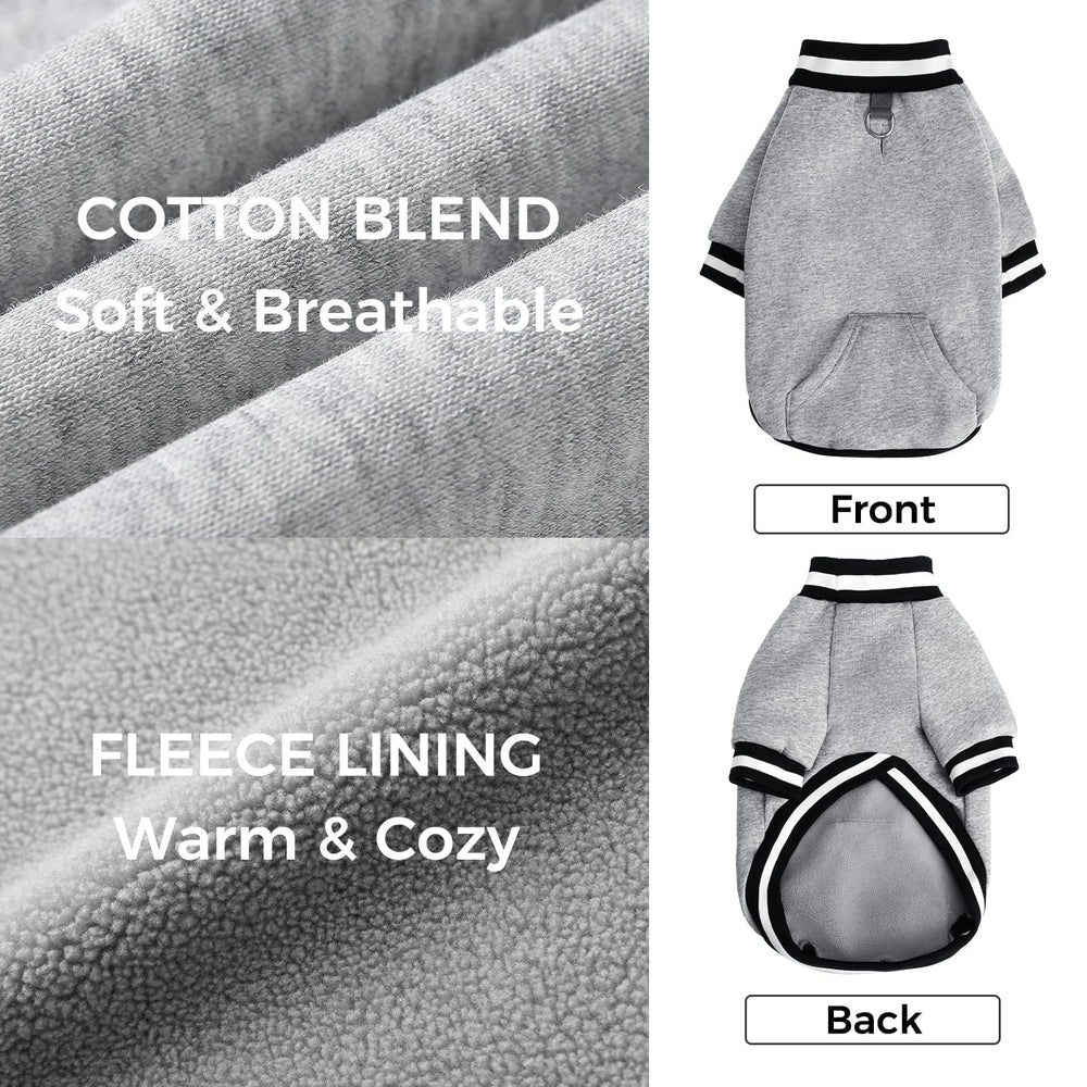 BINGPET dog sweatshirt grey pullover design, easy on/off for outdoor play.