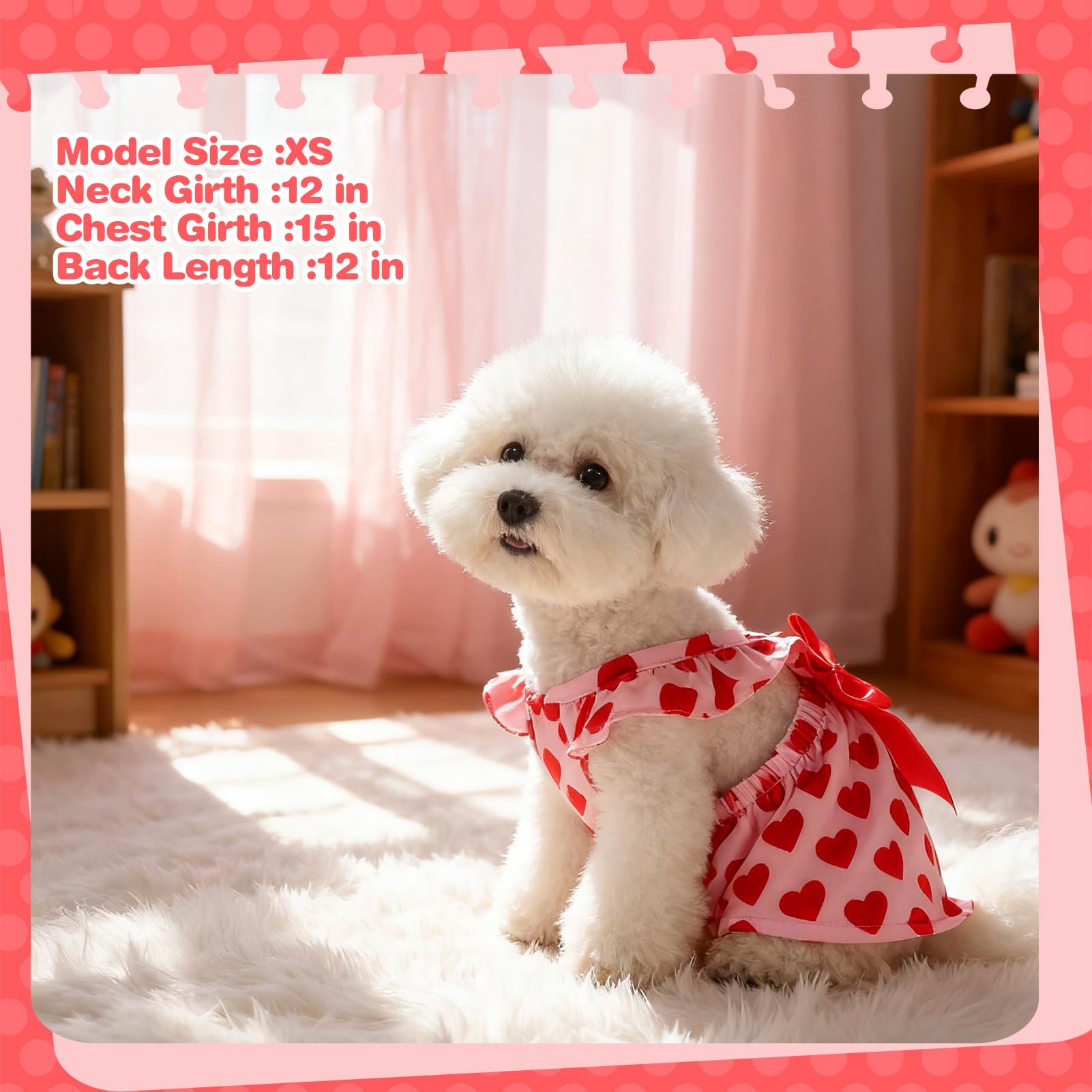 BINGPET dress shows bow and ruffle details for photogenic moments.