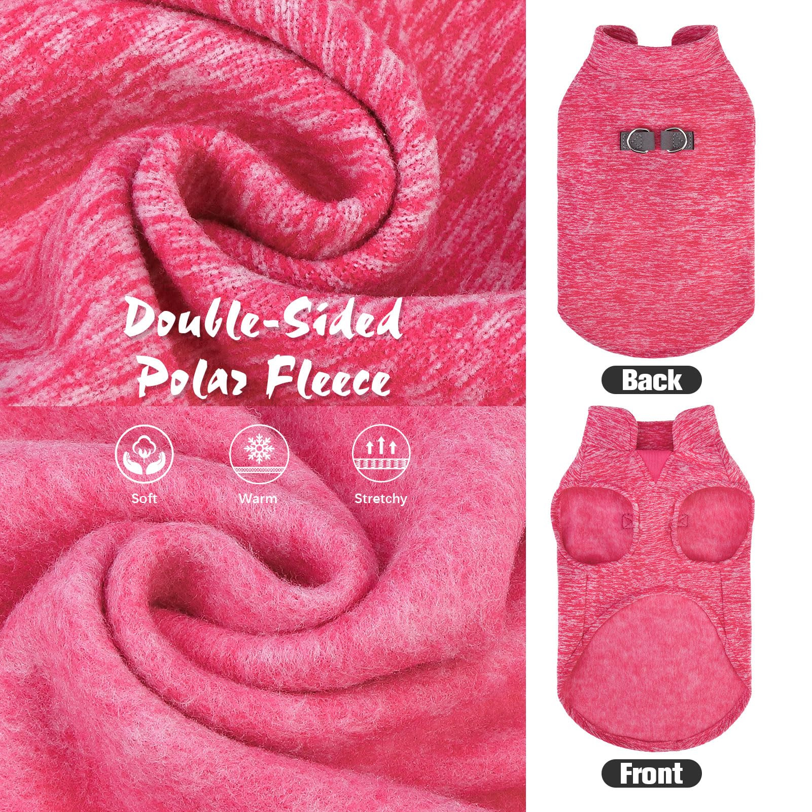 BINGPET fleece vest pullover neck detail showing stretch and fit