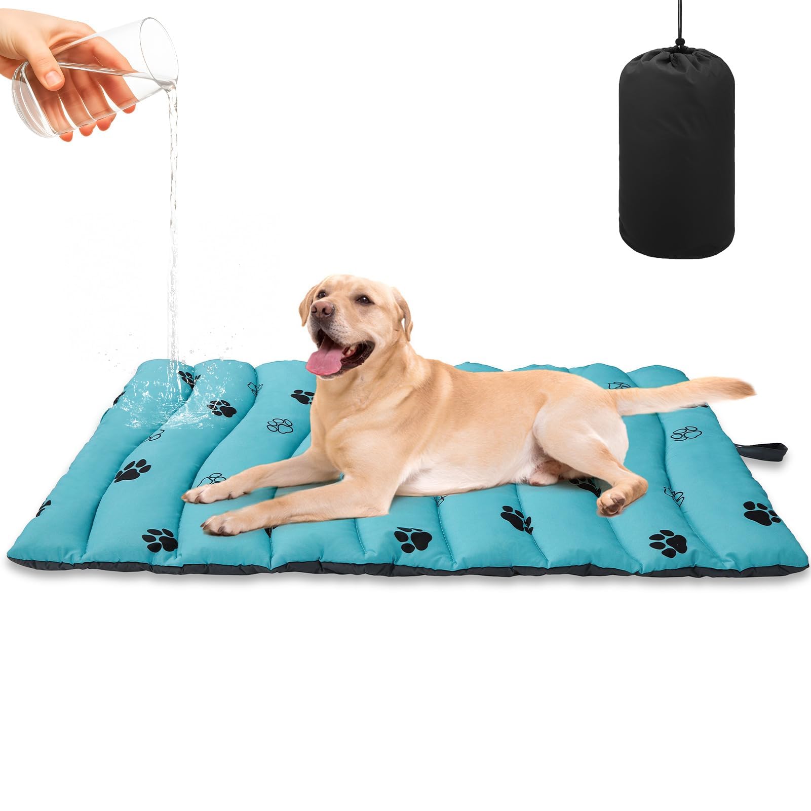 BINGPET outdoor travel dog bed folded for compact packing on trips and camps.