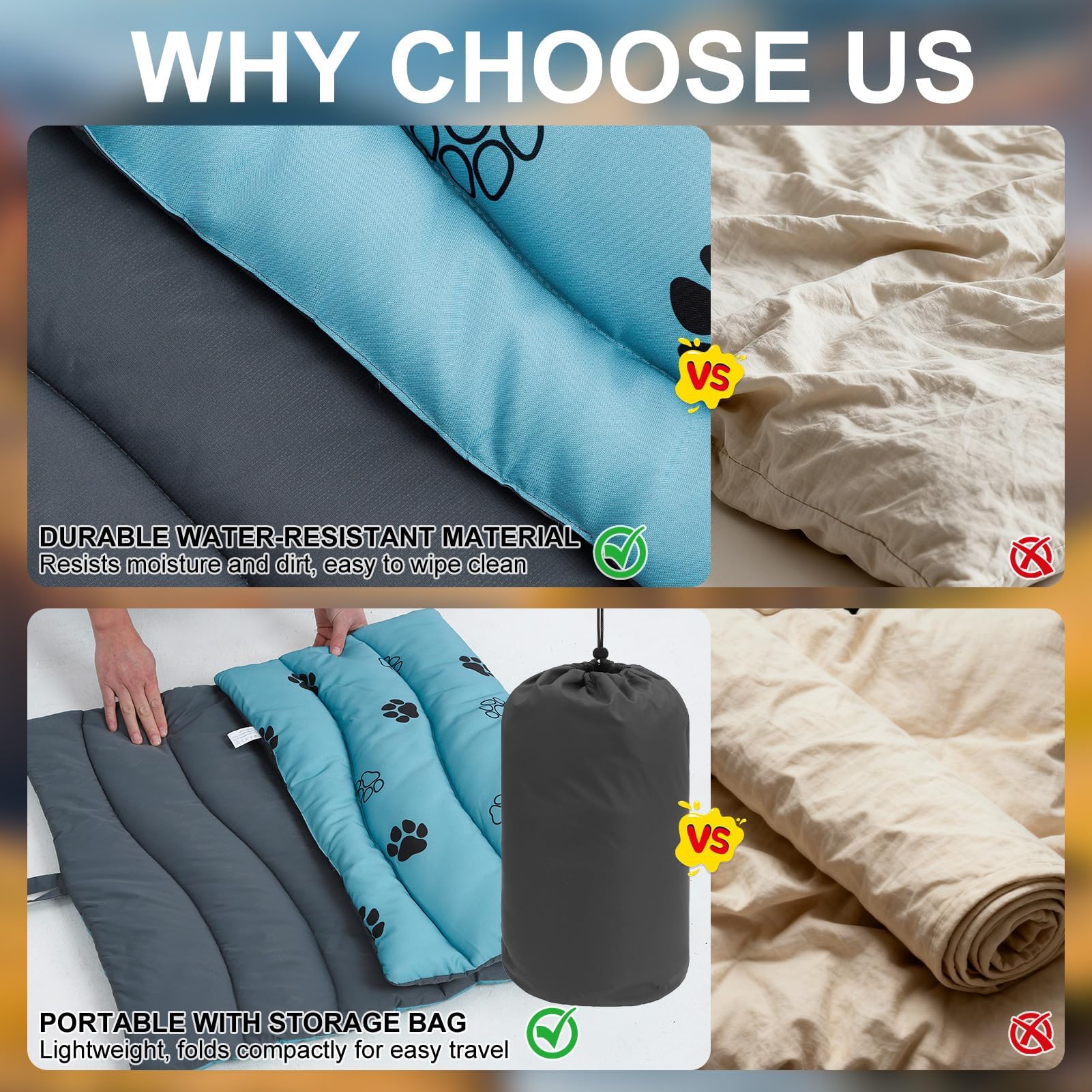 BINGPET gray reversible side resists showing dirt in outdoor setups.