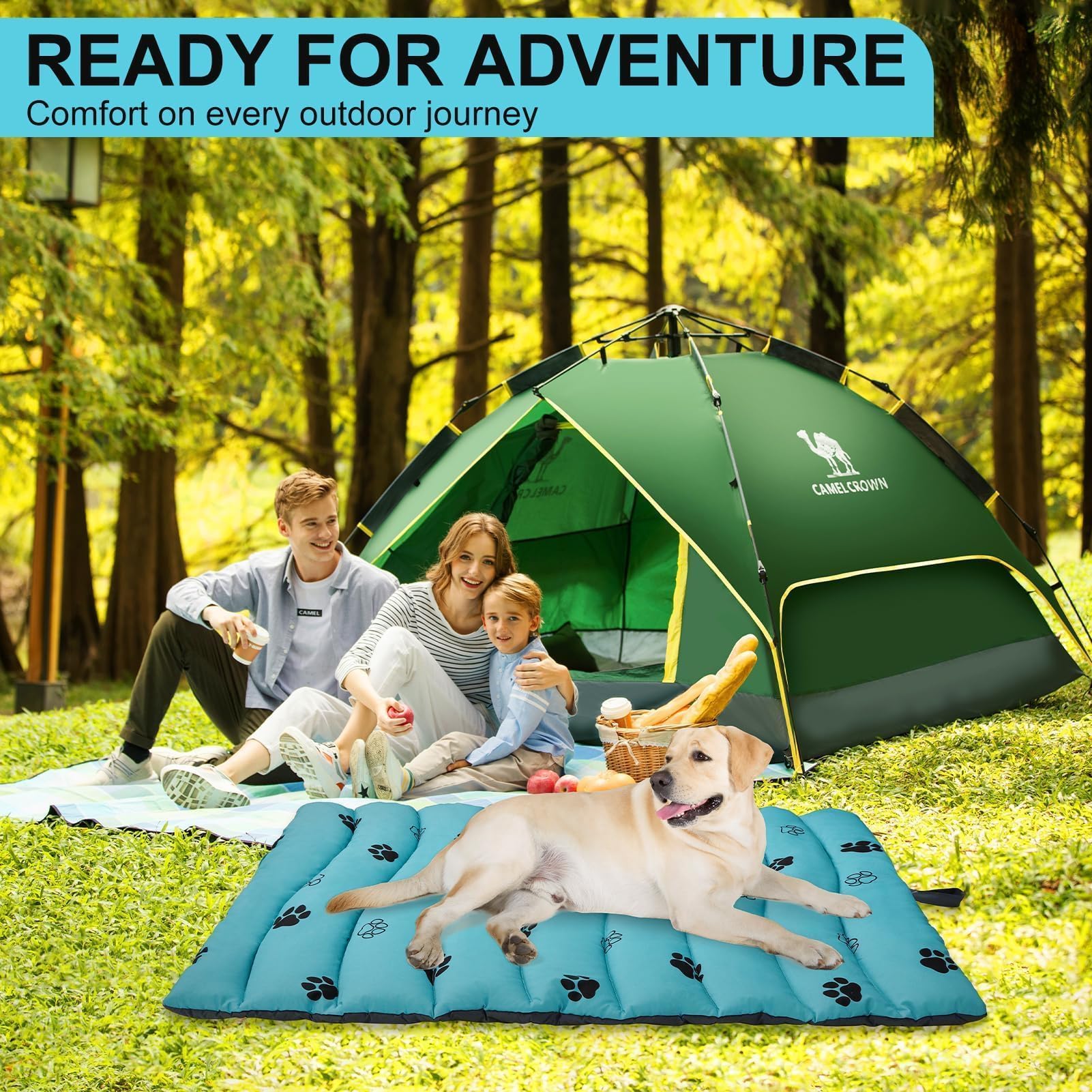 BINGPET indoor outdoor use friendly dog bed adaptable to kennel mats and camping.