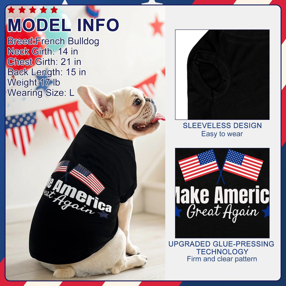 BINGPET Patriotic dog shirt back graphic highlighting durable print for July 4th events