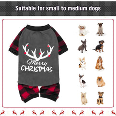 BINGPET pet onesie with feet red plaid back pattern for winter comfort