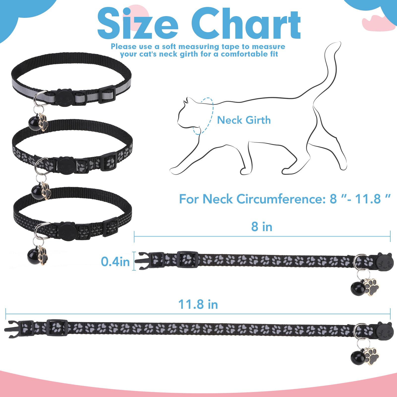 BINGPET reflective paw prints design enhances 360-degree visibility at night.