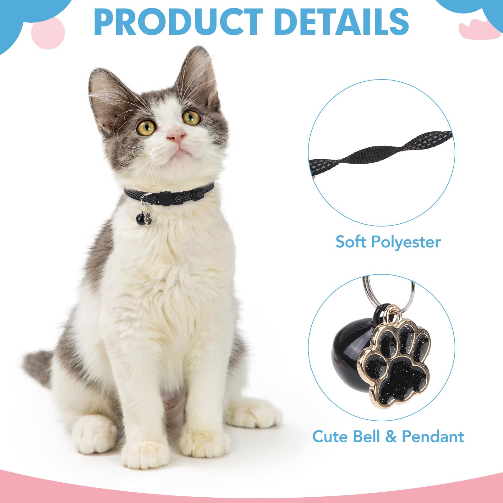 BINGPET removable bell and charm keeps track with cute accessory.