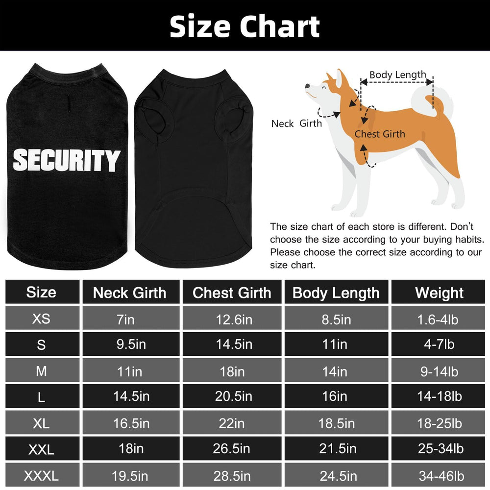 BINGPET security shirt back view shows durable glued print for long-lasting look
