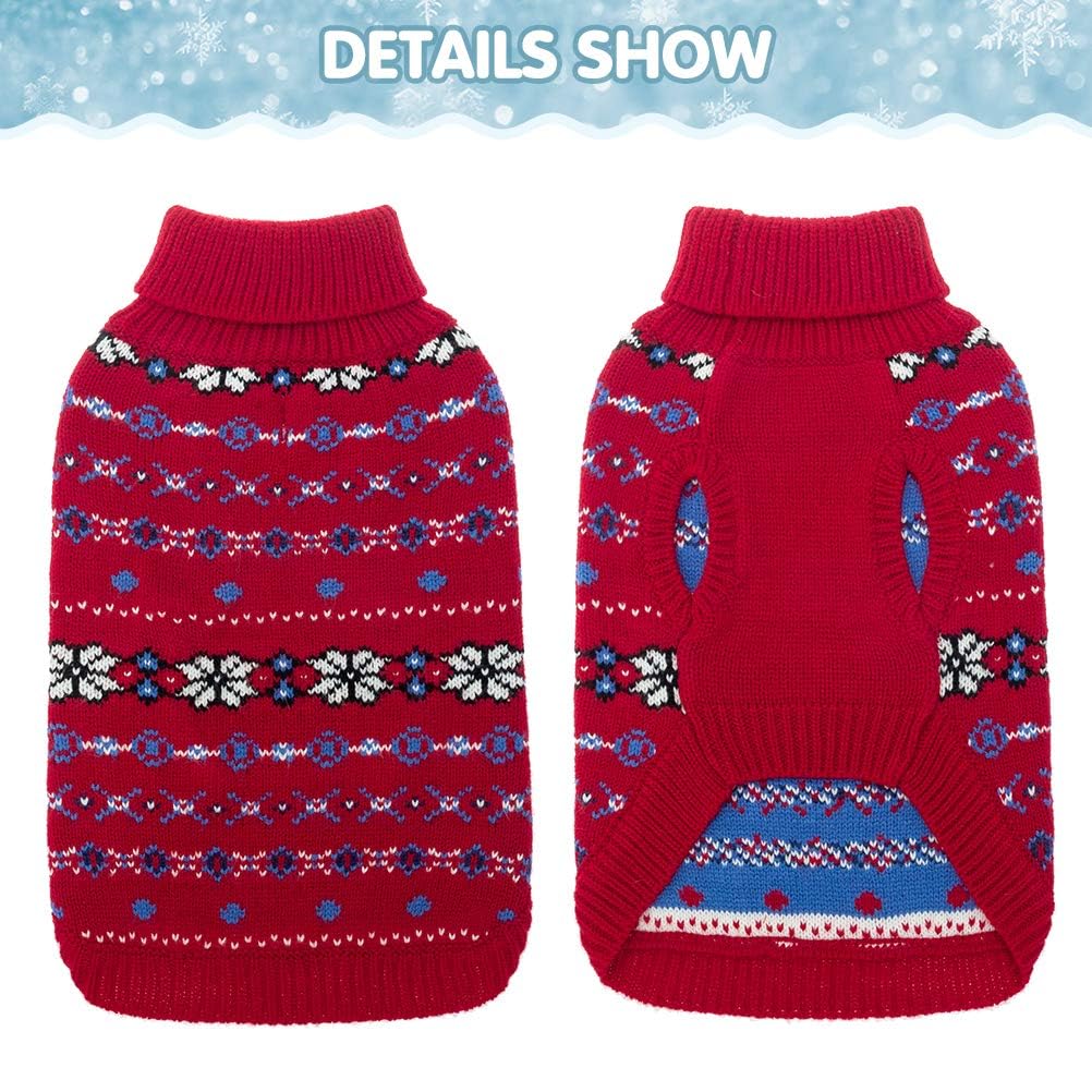 BINGPET snowflake-knit dog sweater showcasing festive design and soft warmth