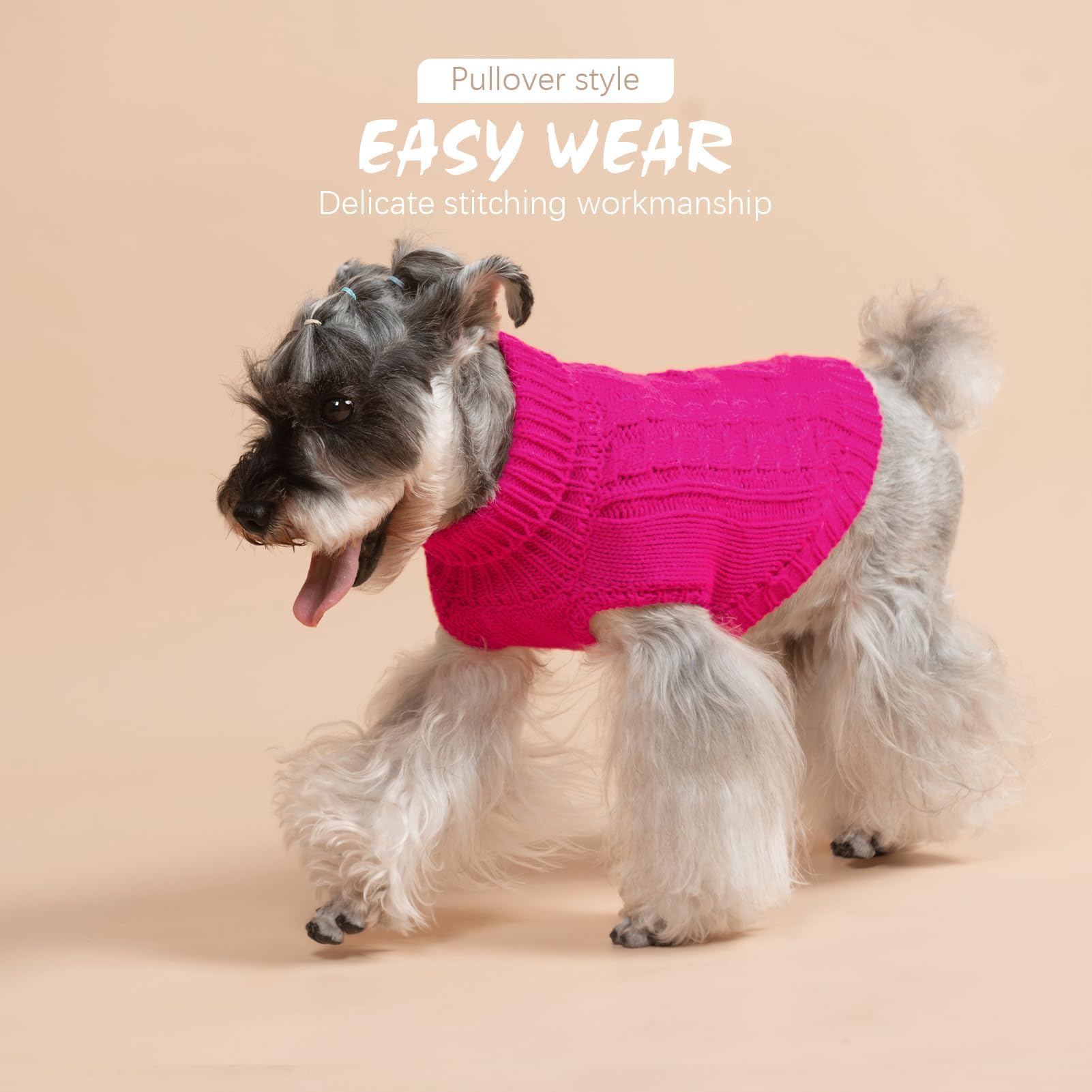 BINGPET chic cable knit sweater with gingham patchwork for stylish outings.