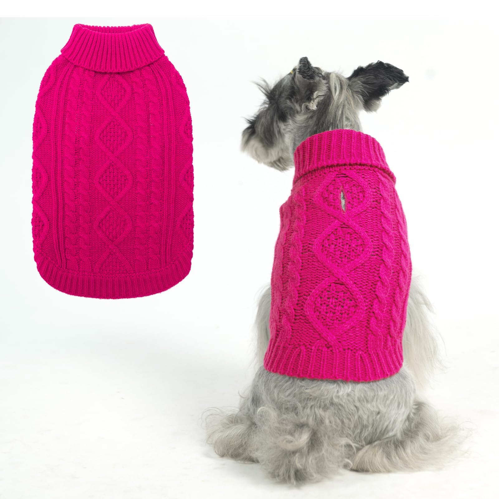 BINGPET thermal knitted dog sweater, front view, cozy warmth for chilly walks.