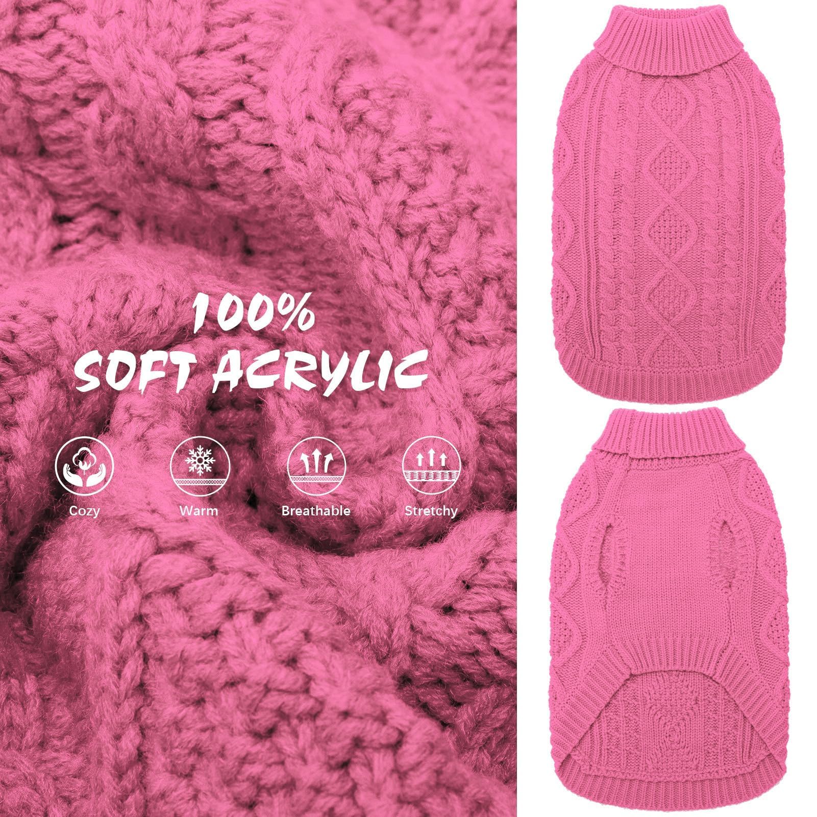 BINGPET thermal knitted dog sweater back view with leash hole enables stylish secure strolls