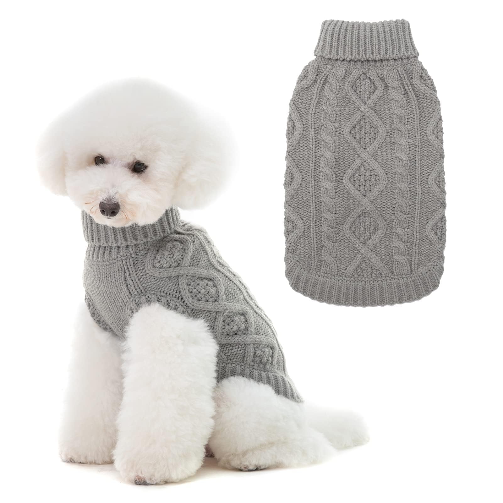 BINGPET Thermal Knitted Dog Sweater front view provides cozy warmth for daily walks