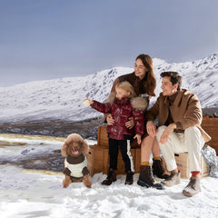 BINGPET Turtle Neck Dog Sweater back view showcases brown bone pattern for stylish warmth.