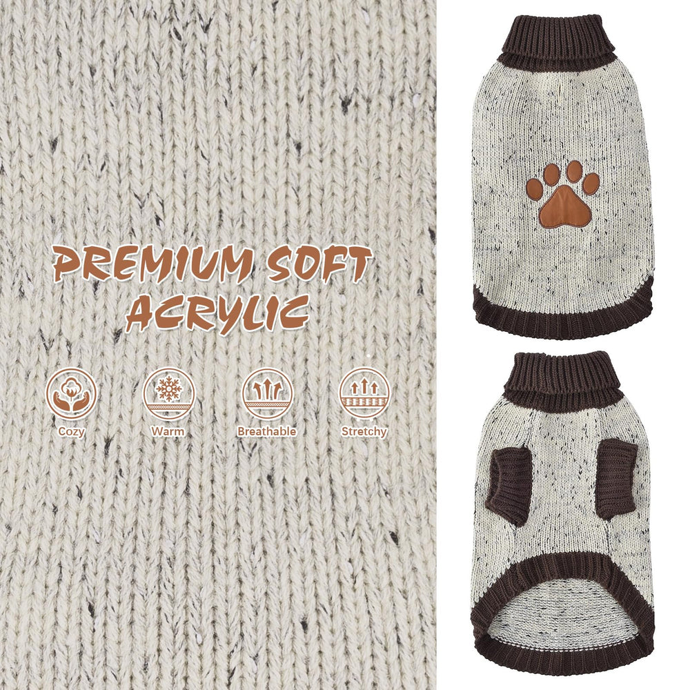 BINGPET Turtle Neck Dog Sweater knit detail close-up of soft acrylic texture