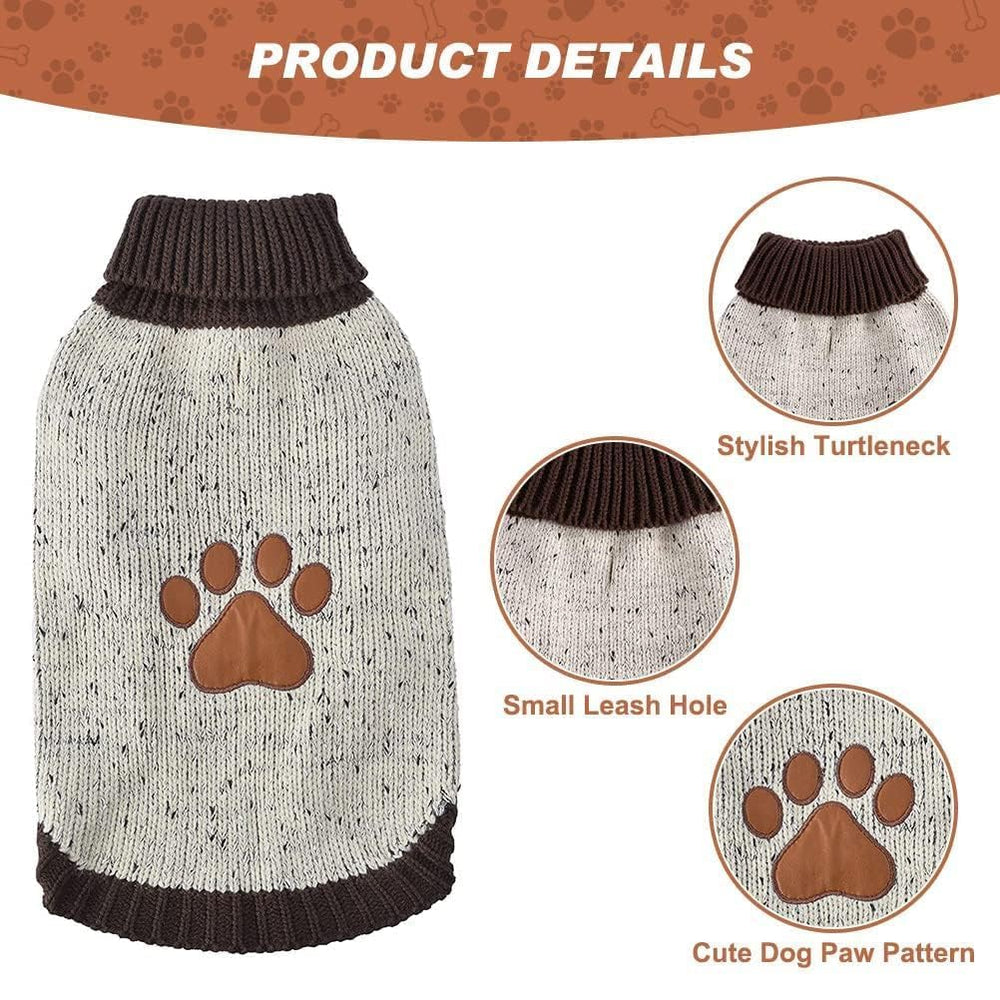 BINGPET Turtle Neck Dog Sweater size info image illustrating back length and measurement tips