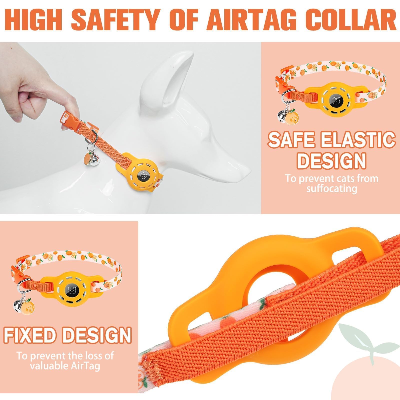 BINGPET waterproof nylon AirTag cat collar on kitten highlighting lightweight breathable wear
