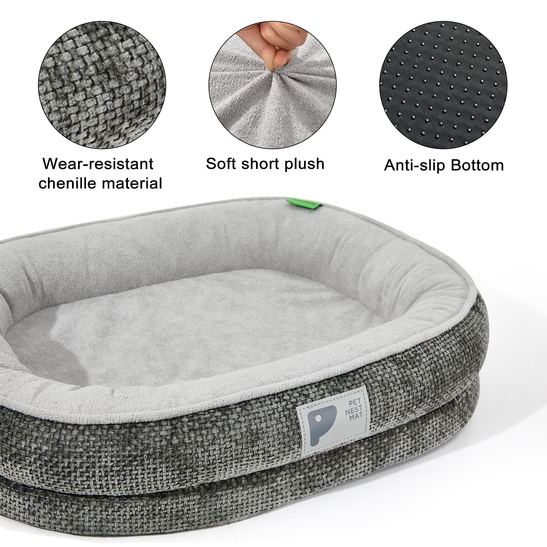 Bininl dog bed non-slip bottom detail emphasizes stable placement