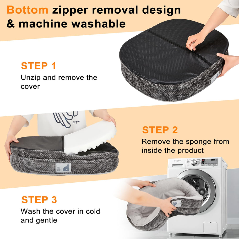 Bininl dog bed washable cover being removed for maintenance