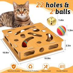 Bininl interactive wooden cat puzzle with bell invites exploration and attention