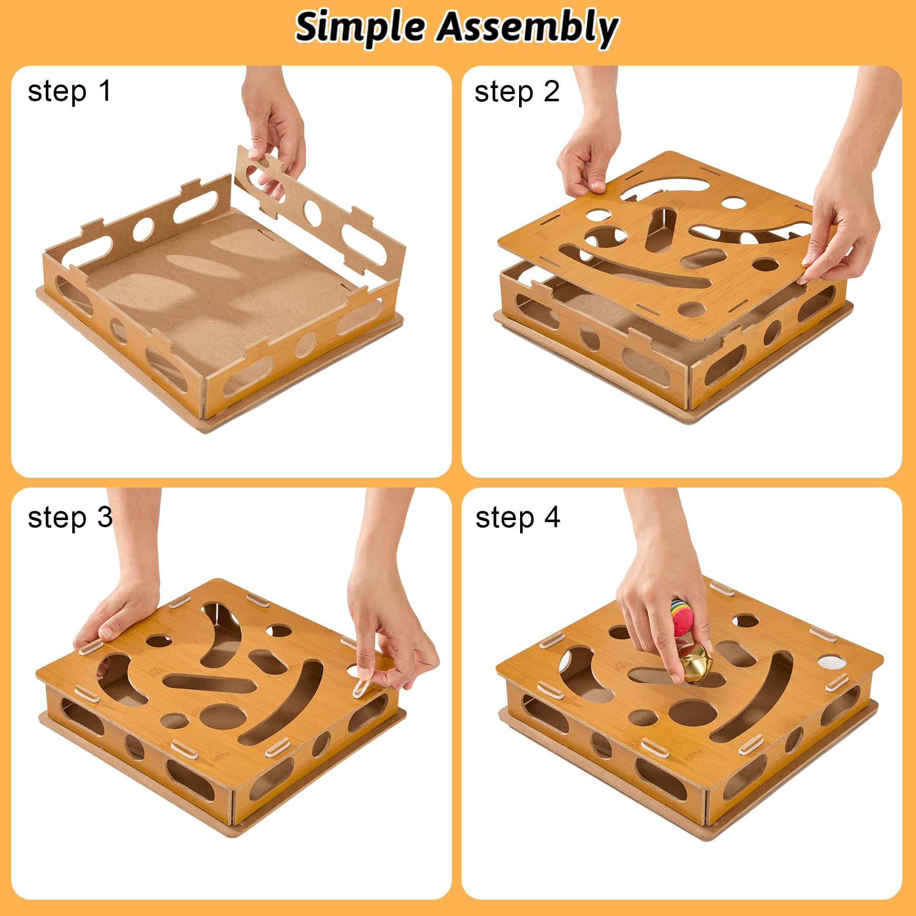 Bininl wooden cat maze smooth surface enables safe exploration