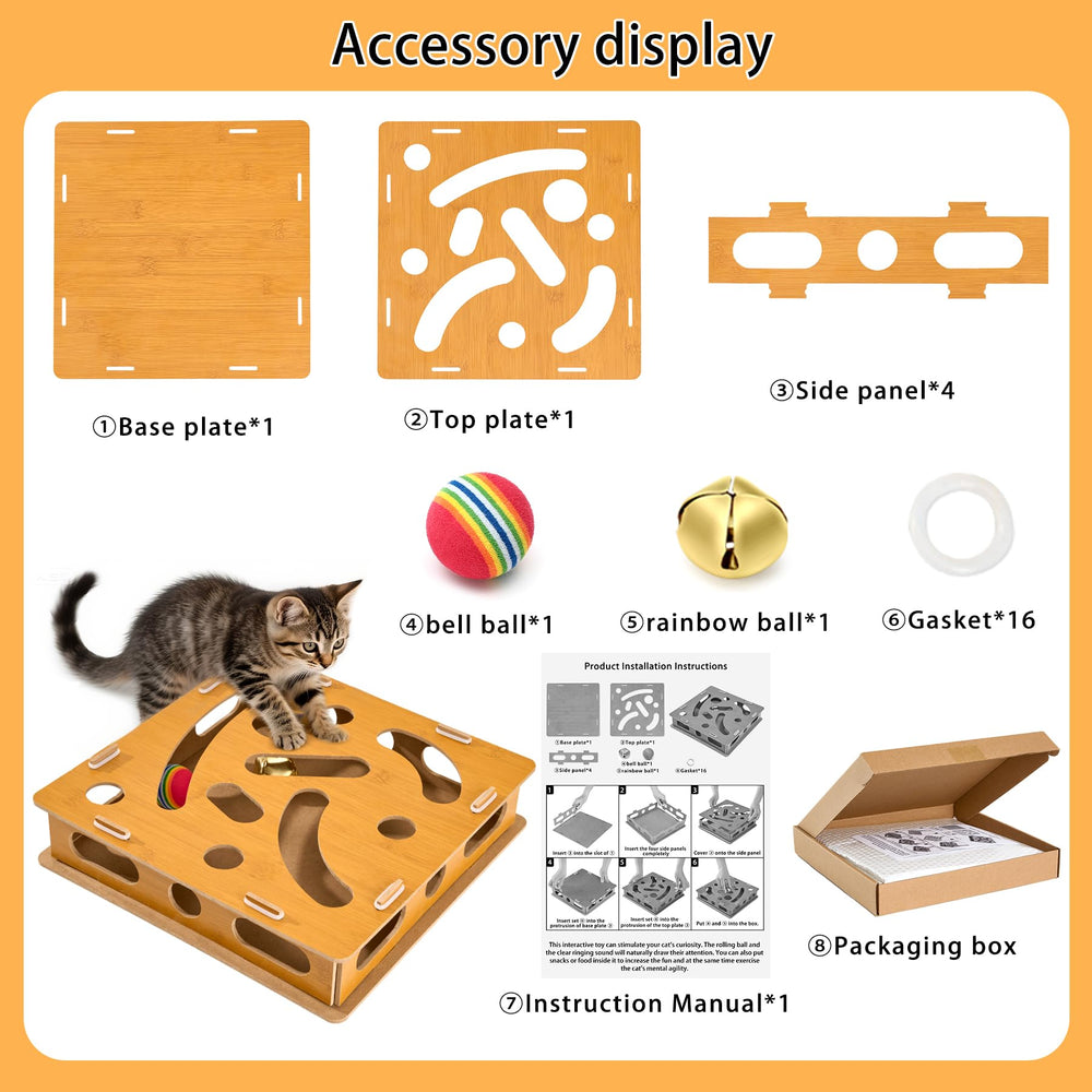 Bininl wooden cat puzzle with 22 holes boosts problem solving during play
