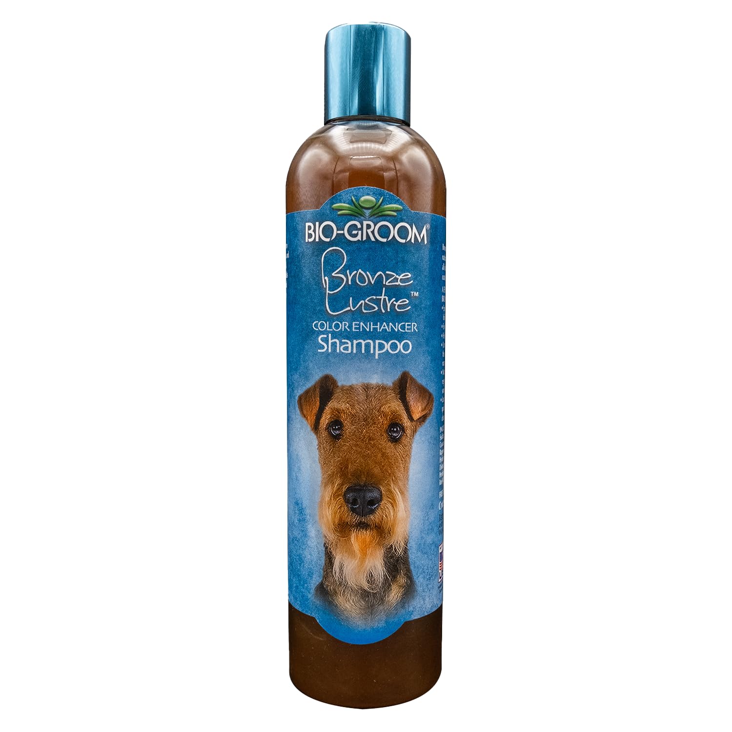 Bio-Groom Bronze Lustre dog shampoo bottle shows brown coat color enhancement