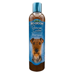 Bio-Groom Bronze Lustre dog shampoo bottle shows brown coat color enhancement