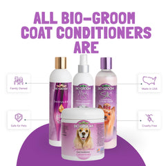 Bio-Groom Silk Creme Rinse conditioner chamomile-cream dispense showcases moisture for dry skin.