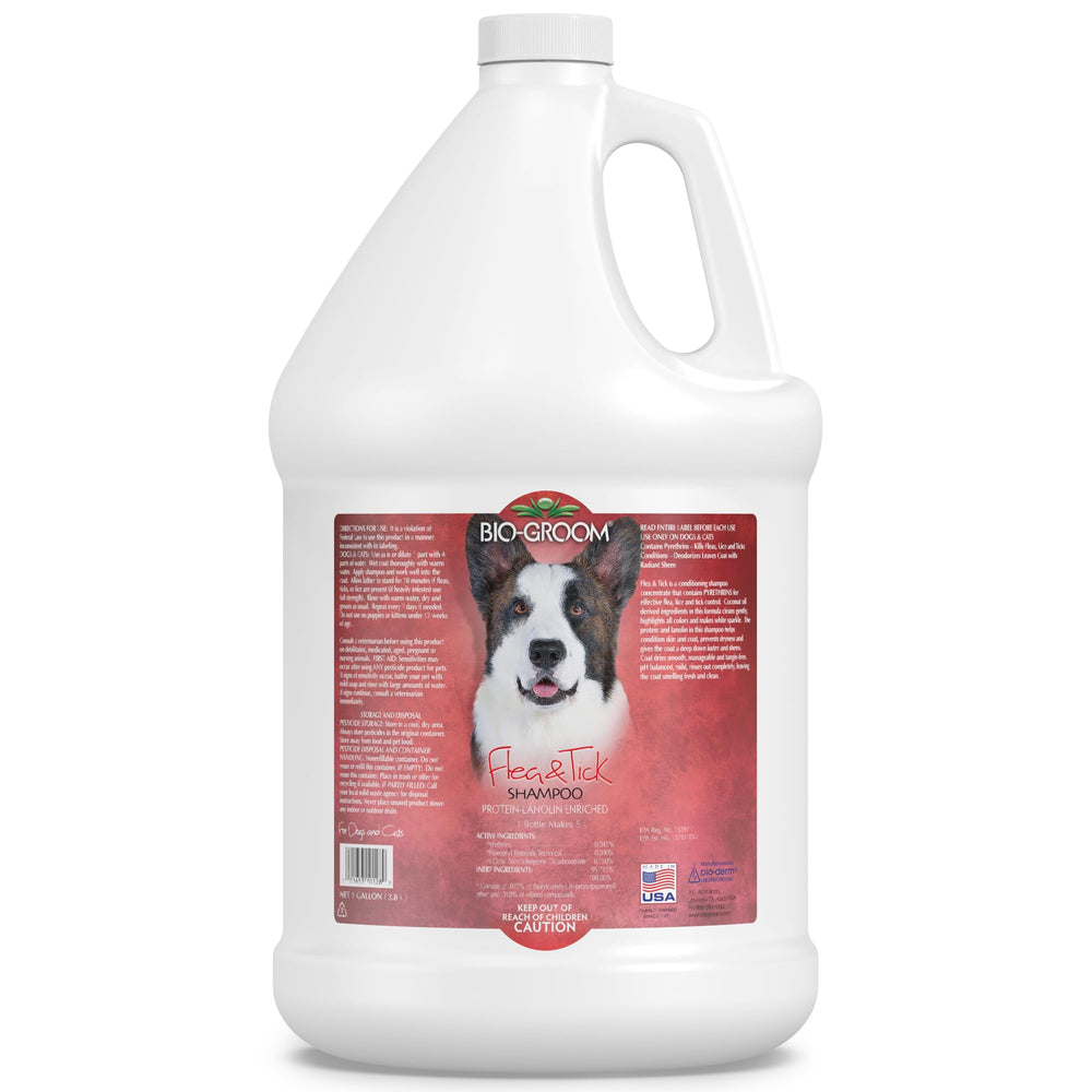Bio-Groom flea-tick-shampoo-bottle shows a cruelty-free, USA-made formula for flea control.