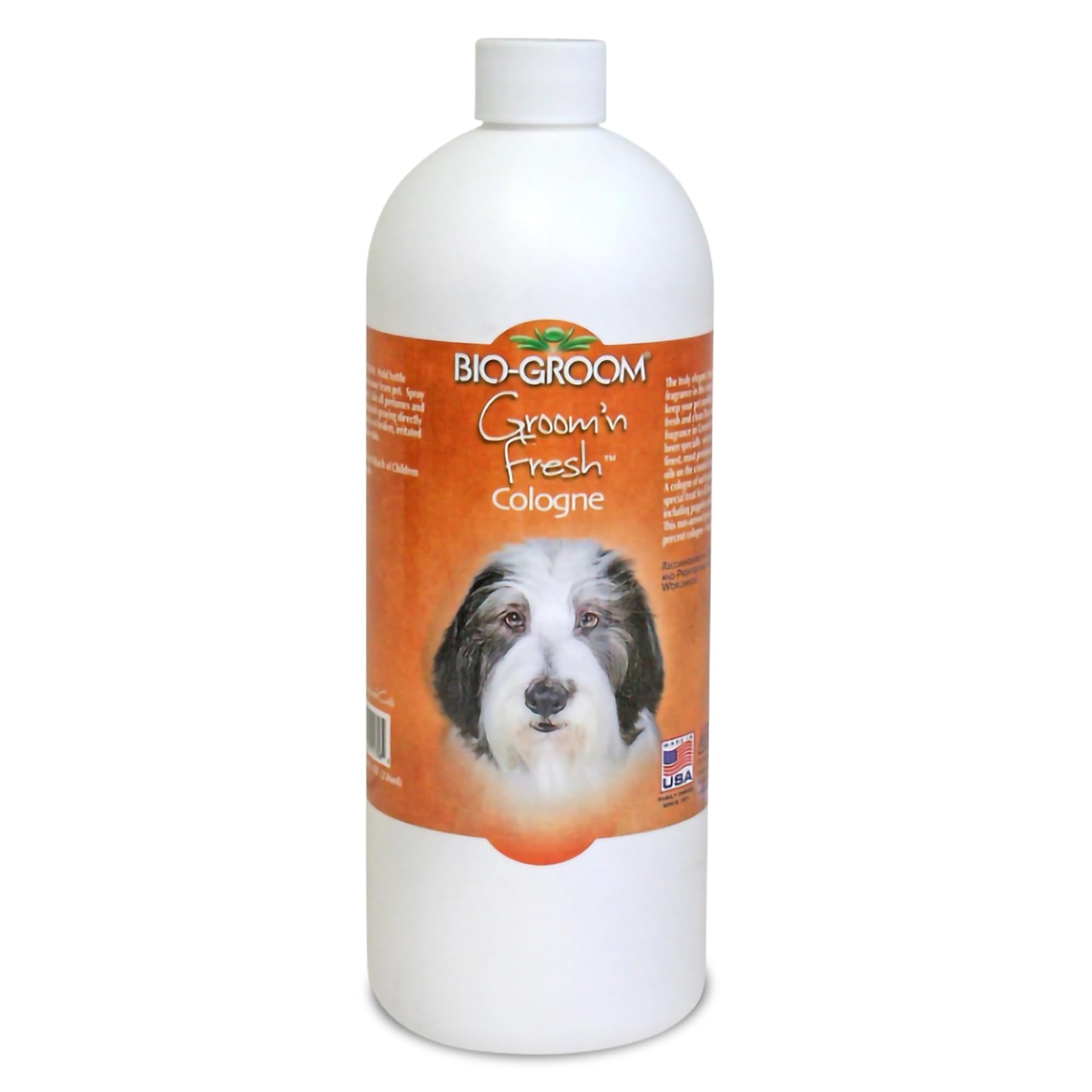 Bio-Groom Groom'n Fresh bottle front shows premium dog cologne for between-bath freshening