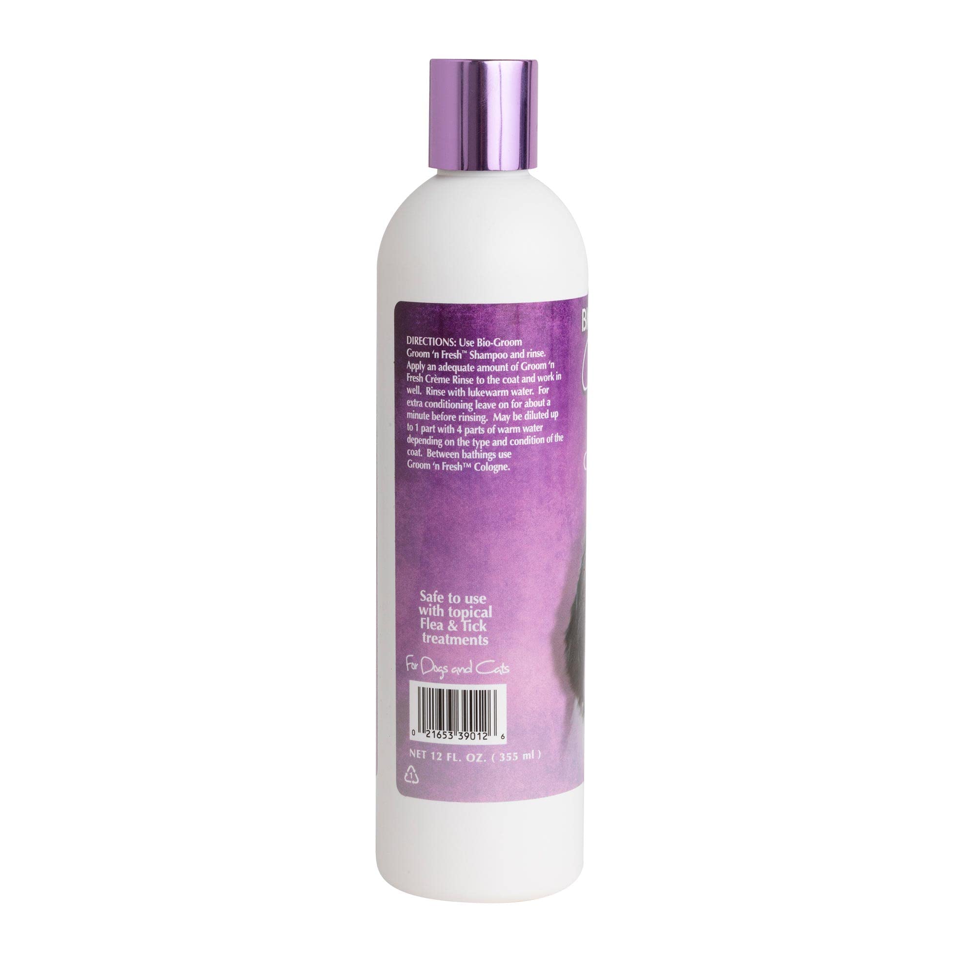Bio-Groom Groom'n Fresh label closeup highlights paraben-free, cruelty-free conditioner.