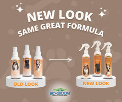 Bio-Groom Groom'n Fresh spray being applied to a pet coat.